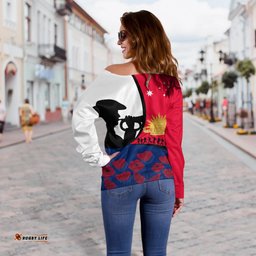 Anzac Day Women's Off Shoulder Sweater We will remember Them 04