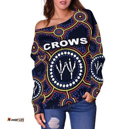 Adelaide Women Off Shoulder Sweater Indigenous Crows Footprint