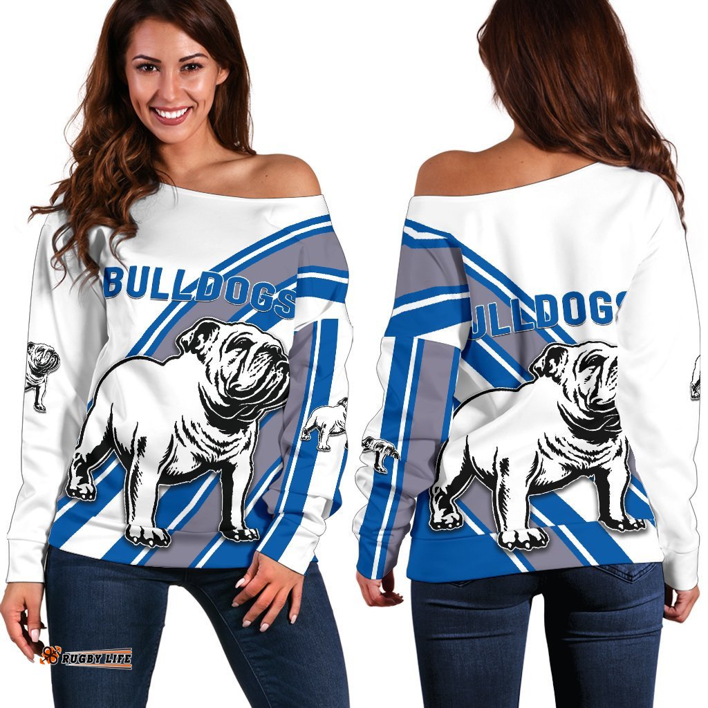 Canterbury Bankstown Bulldogs Women's Off Shoulder Sweater Simple Style