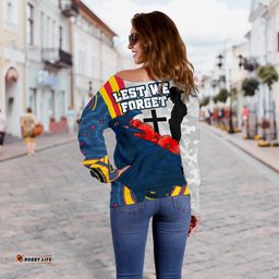 Adelaide Women's Off Shoulder Sweater Special Crows Anzac Day