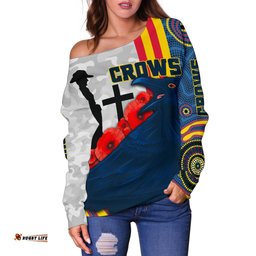 Adelaide Women's Off Shoulder Sweater Special Crows Anzac Day
