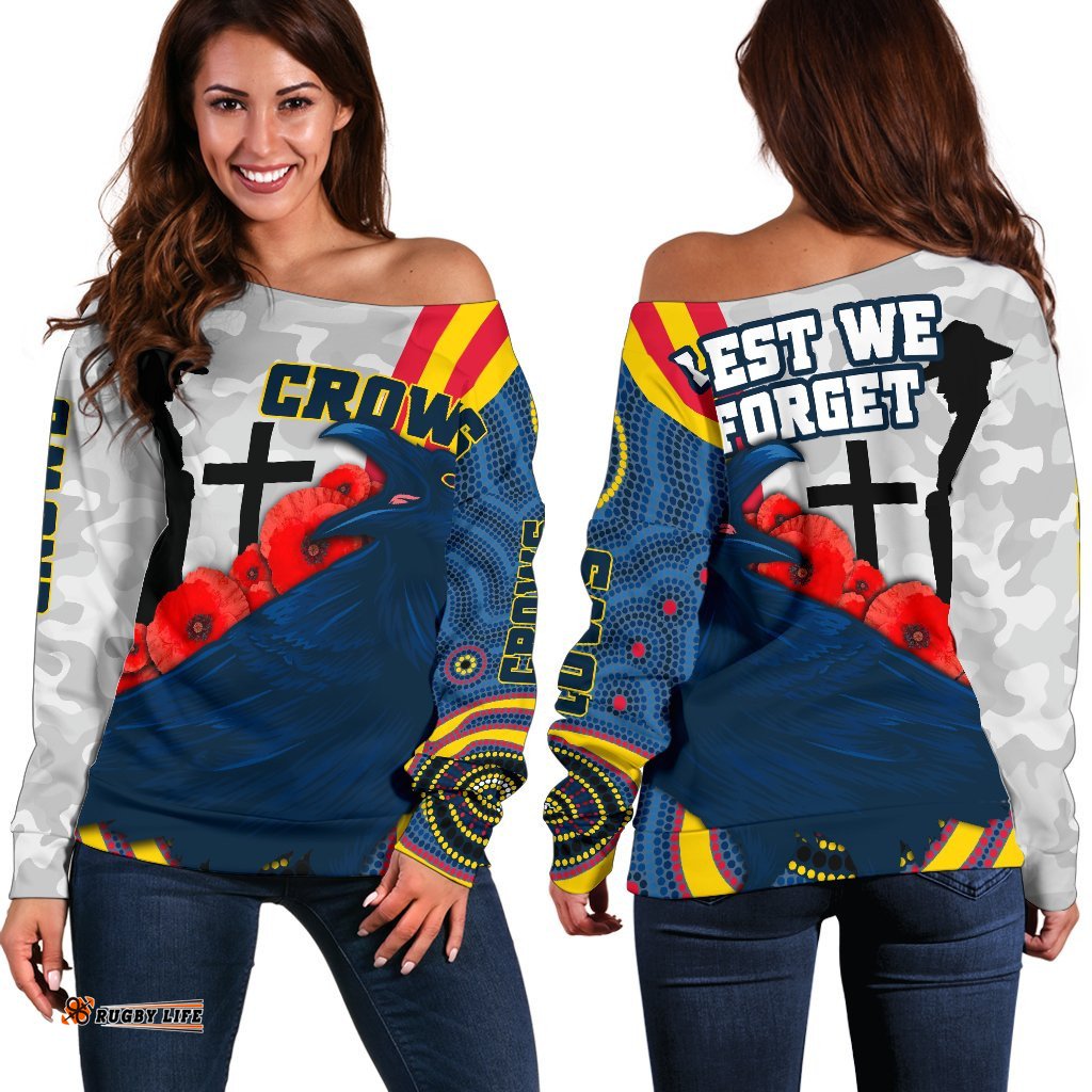 Adelaide Women's Off Shoulder Sweater Special Crows Anzac Day