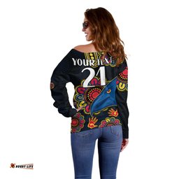 Custom Personalised AFL Adelaide Football The Crows 1990 Aboriginal Off Shoulder Sweater