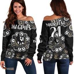 Custom Personalised AFL Collingwood Magpies Football Magpies 1892 Off Shoulder Sweater