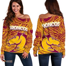 Brisbane Broncos Women's Off Shoulder Sweater Tribal Style
