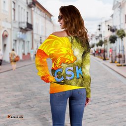 Chennai Super Kings Women Off Shoulder Sweater Cricket Universe Energy Vibes