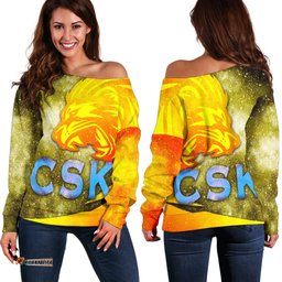 Chennai Super Kings Women Off Shoulder Sweater Cricket Universe Energy Vibes