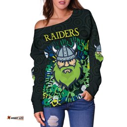 Canberra Women Off Shoulder Sweater Raiders Viking Simple Indigenous