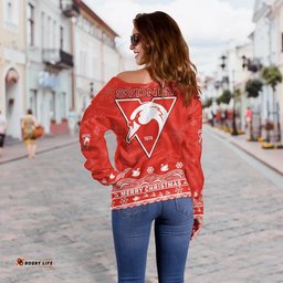 Sydney Swans Unique Winter Season Women Off Shoulder Sweater Swans Merry Christmas