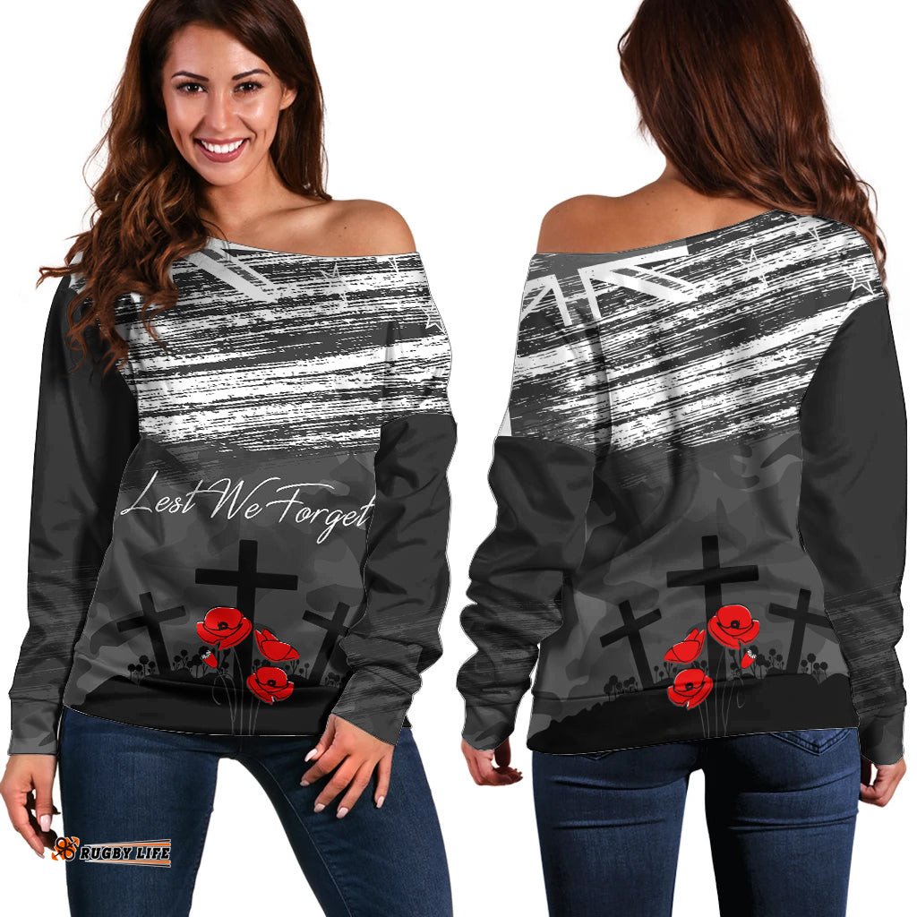 ANZAC DAY Off Shoulder Sweater Camo Style Lest We Forget 09