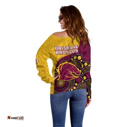 Broncos Rugby Off Shoulder Sweater Brisbane 1987 Indigenous Art 08