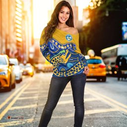 Custom Personalised Eels Rugby Off Shoulder Sweater Aboriginal and Polynesia Parramatta