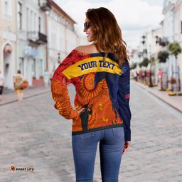 Custom Personalised Adelaide Crows Indigenous Anzac Day Off Shoulder Sweater We Will Remember