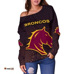 Brisbane Women Off Shoulder Sweater Broncos Simple Indigenous