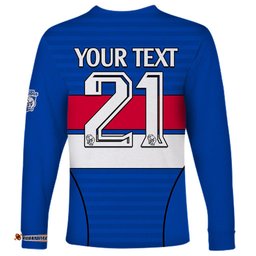 Custom Text And Number AFL Bulldogs Football Long Sleeve T-shirt Simple Style 2023