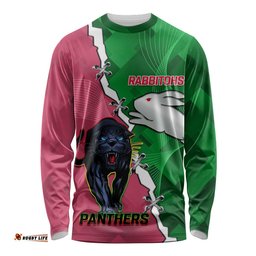 Personalised Panthers And Rabbitohs Rugby Long Sleeve T-shirt 2024 Souths The Riff Together
