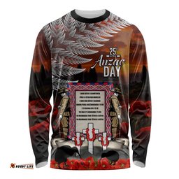 New Zealand ANZAC Day Long Sleeve T-shirt The Ode of Remembrance and Silver Fern