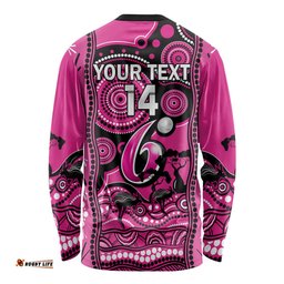 Custom Sydney Sixers Cricket Long Sleeve T-shirt Happy Australia Day Aboriginal Art