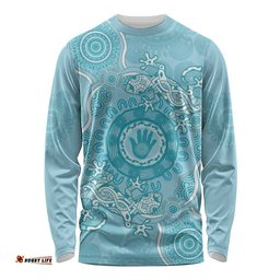 Blue Australia Lizard With Aboriginal Art Long Sleeve T-shirt