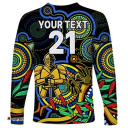 Custom Titans Rugby Aboriginal Art Long Sleeve T-shirt NAIDOC Indigenous Tribal
