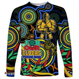 Custom Titans Rugby Aboriginal Art Long Sleeve T-shirt NAIDOC Indigenous Tribal