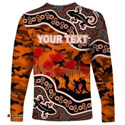 Custom Personalised Anzac Day NRL Tigers Long Sleeve T-shirt Aboriginal Lizard Patterns