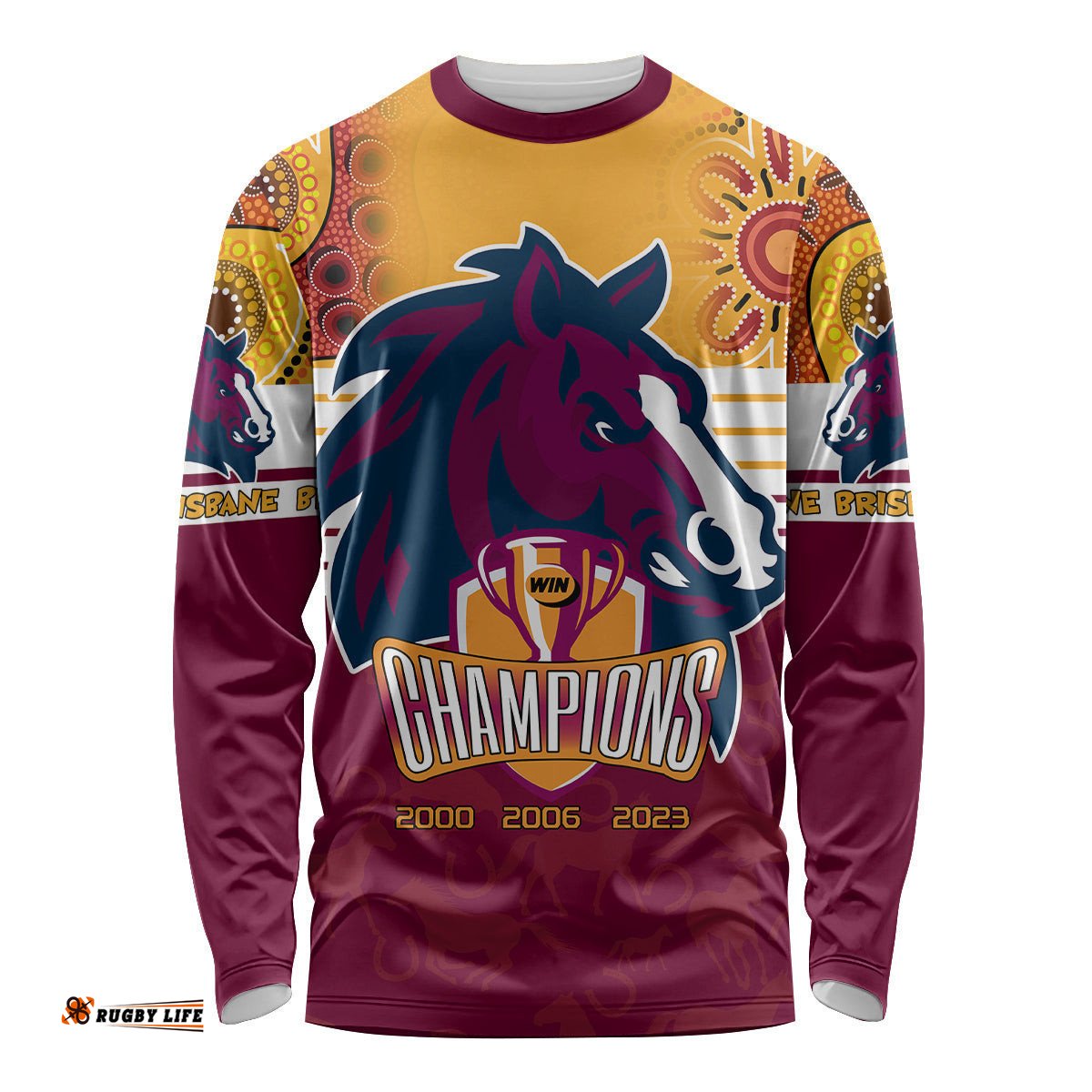 Custom NRL Broncos Champions Long Sleeve T-shirt Proud Newcastle Aboriginal