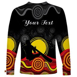 Custom Personalised Australian Indigenous Long Sleeve T-shirt Didgeridoo Man Circle Aboriginal Art