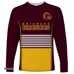 Custom Text And Number Broncos Rugby Long Sleeve T-shirt Sporty Style Maroon Version