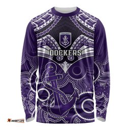 Dockers Football Long Sleeve T-shirt Fremantle Aboriginal Mix Polynesian Pattern