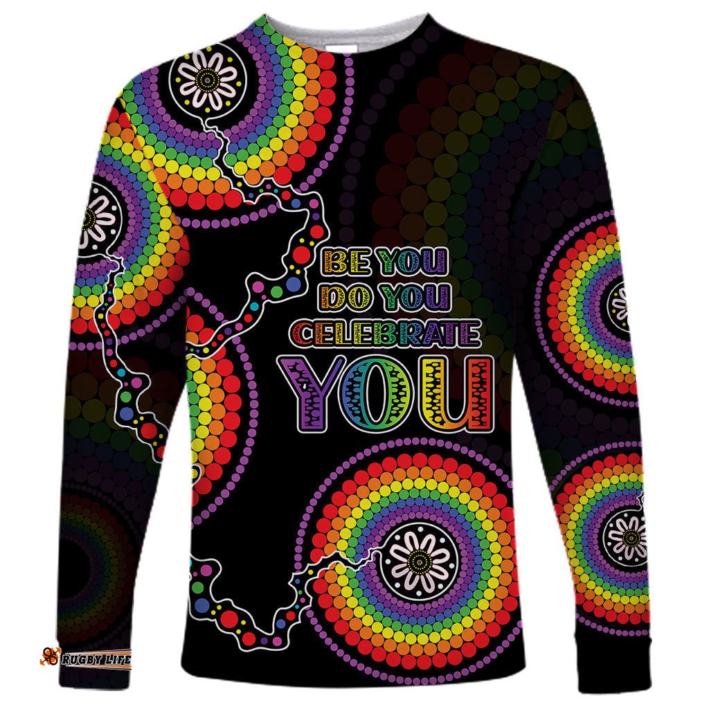 Personalised Australia LGBT Long Sleeve T-shirt Be You Do You Celebrate You Aboriginal Style