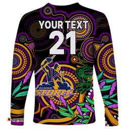 Custom Storm Rugby Aboriginal Art Long Sleeve T-shirt NAIDOC Indigenous Tribal