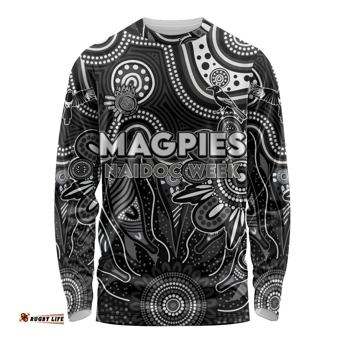 Personalised Magpies NAIDOC Week 2024 Long Sleeve T-shirt Aussie Aboriginal Art