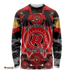 Melbourne Renegades ANZAC 2024 Long Sleeve T-shirt Lest We Forget Poppy Mix Camouflage