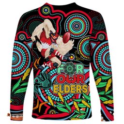 Swans Football Aboriginal Art Long Sleeve T-shirt NAIDOC Indigenous Tribal
