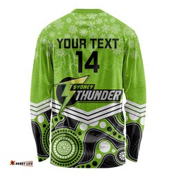 Custom Thunder Cricket Christmas Long Sleeve T-shirt Merry Xmas Indigenous Art