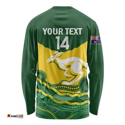 Custom Australia Hockeyroos Long Sleeve T-shirt Aussie Kangaroo Indigenous Art