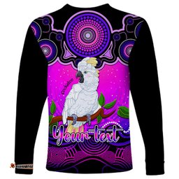 Personalised Australia Libra Cockatoo Zodiac Long Sleeve T-shirt Auz Astrology Aboriginal Magenta