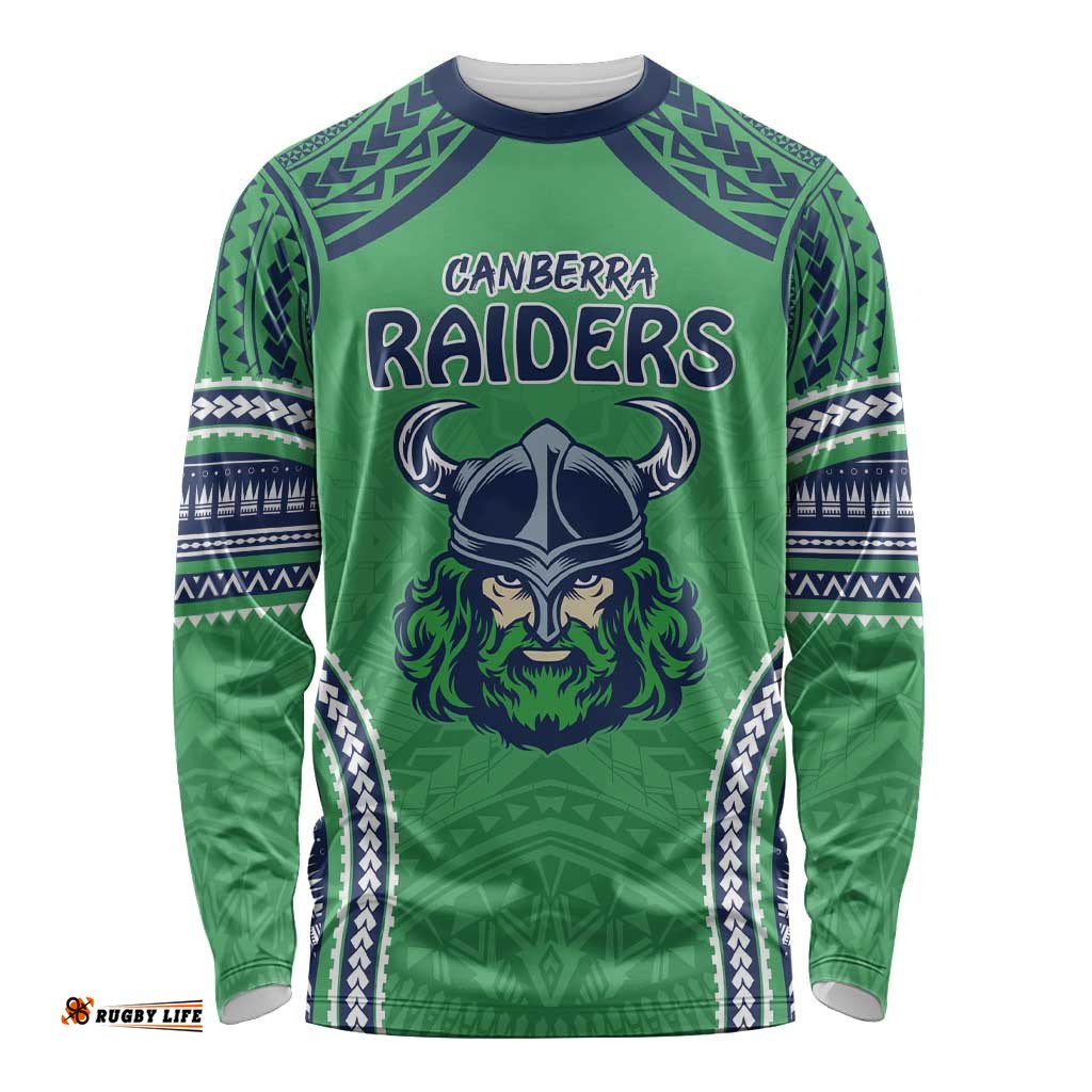 Raiders Rugby Custom Long Sleeve T-shirt With Polynesian Style