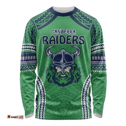 Raiders Rugby Custom Long Sleeve T-shirt With Polynesian Style