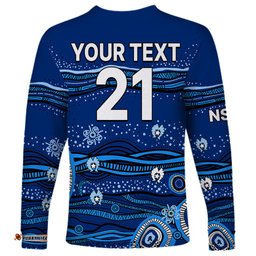 Custom Text And Number NSW Blues Rugby Long Sleeve T-shirt Aboriginal Indigenous