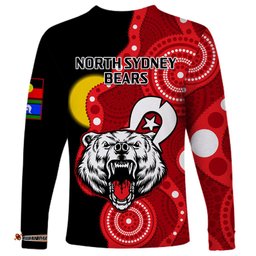 North Sydney Rugby NAIDOC Long Sleeve T-shirt Bears Indigenous For Our Elders