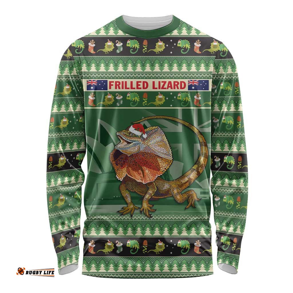 Aussie Frilled Lizard Long Sleeve T-shirt Merry Christmas