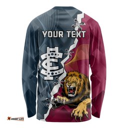 Personalised Lions And Blues Football Long Sleeve T-shirt Together Sporty Style