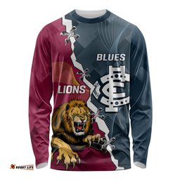 Personalised Lions And Blues Football Long Sleeve T-shirt Together Sporty Style