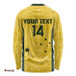 Custom Australia Socceroos Long Sleeve T-shirt Go Aussie Marble Pattern Sporty Style
