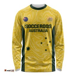 Custom Australia Socceroos Long Sleeve T-shirt Go Aussie Marble Pattern Sporty Style