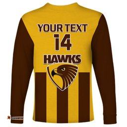 Personalised Hawthorn Football Long Sleeve T-shirt Go Hawks Sporty Style