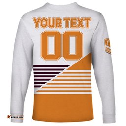 Custom Text And Number Brisbane Broncos NRL Long Sleeve T-shirt No1
