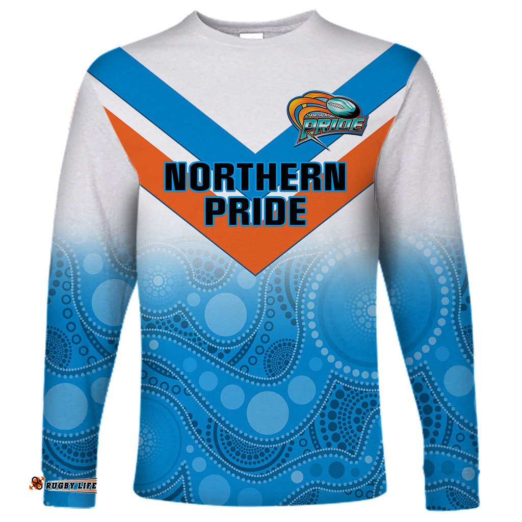 Personalised Australia Rugby Long Sleeve T-shirt Queensland Northern Pride Indigenous Art